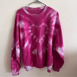 Viral Urban Outfitters Tie Tye Pink  Heart Crew Neck